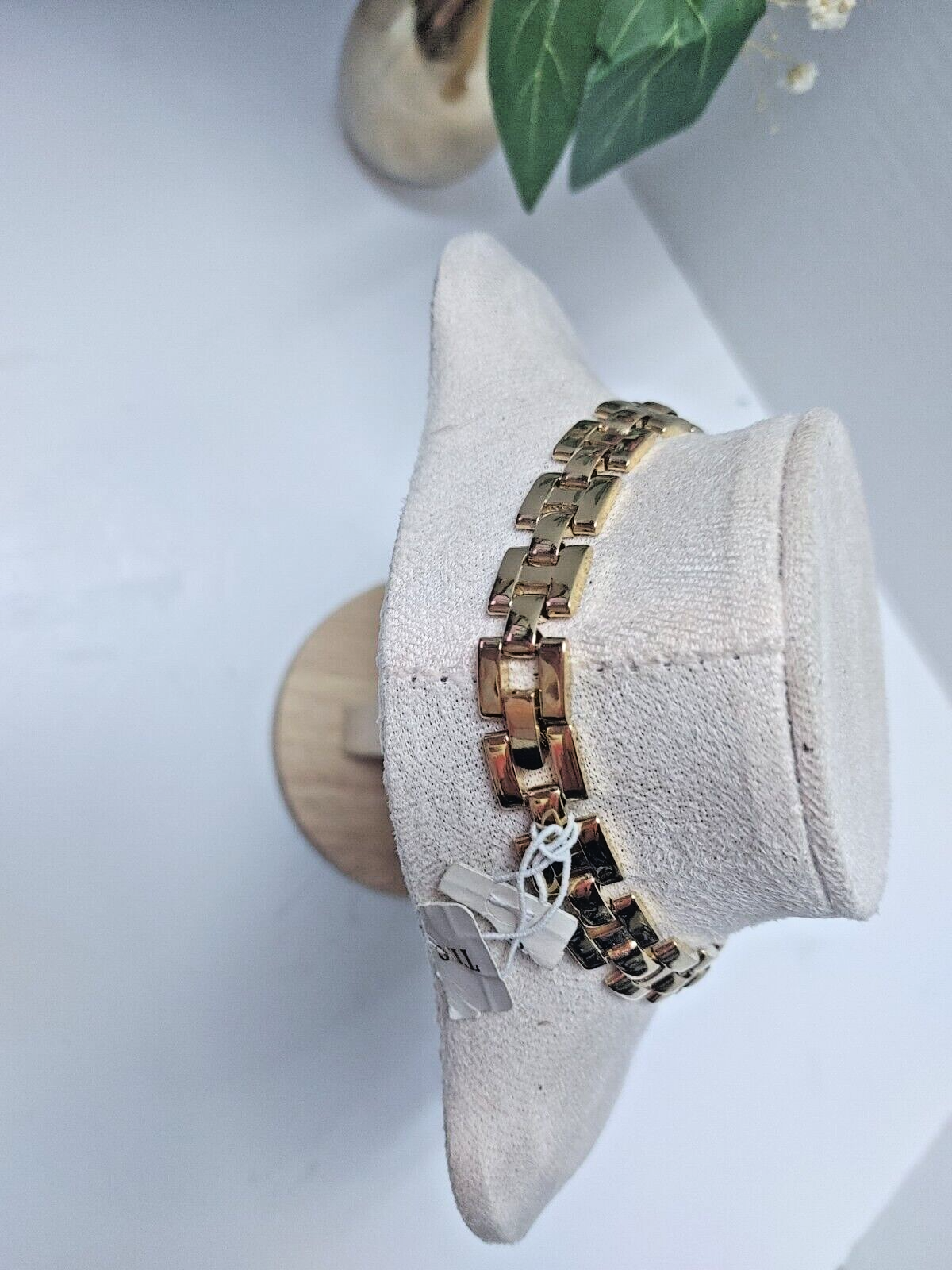 New Chunky choker Necklace Gold Tone Square H link 16" X 3/8" 1978 Vintage