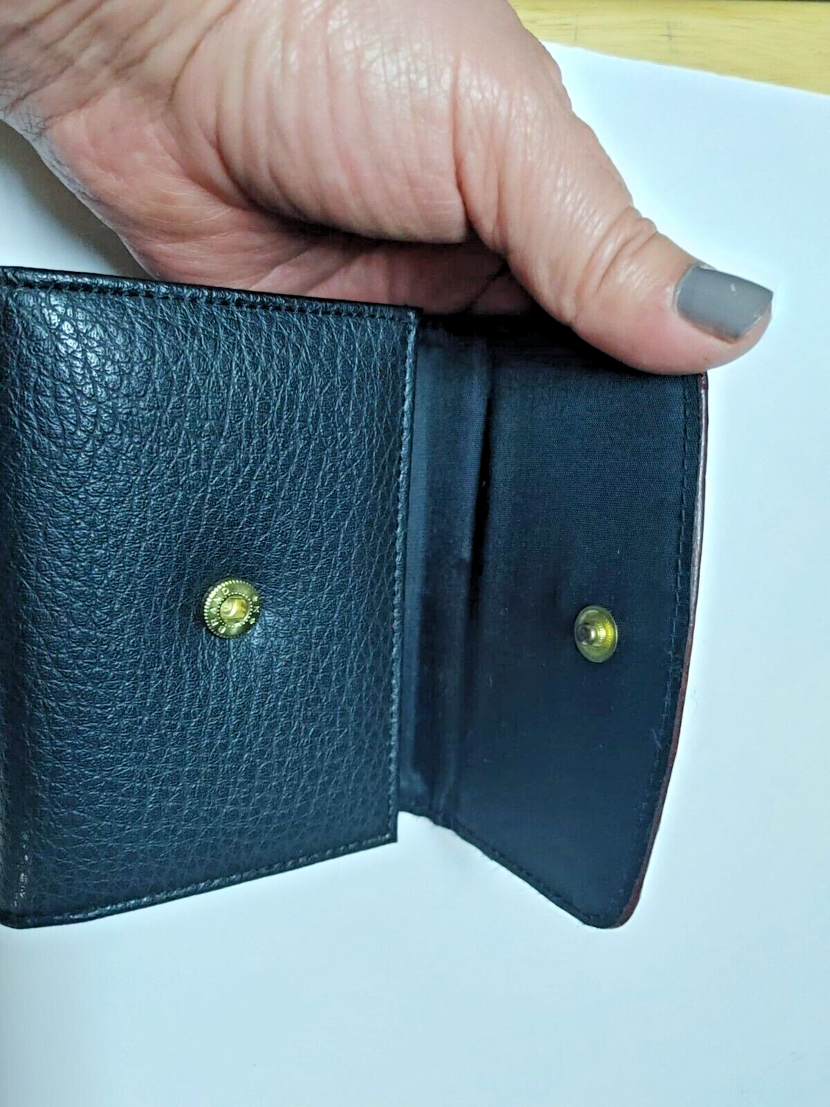 Design Collection Women Black Burgundy Leather Wallet Snap closure, Gift for Her