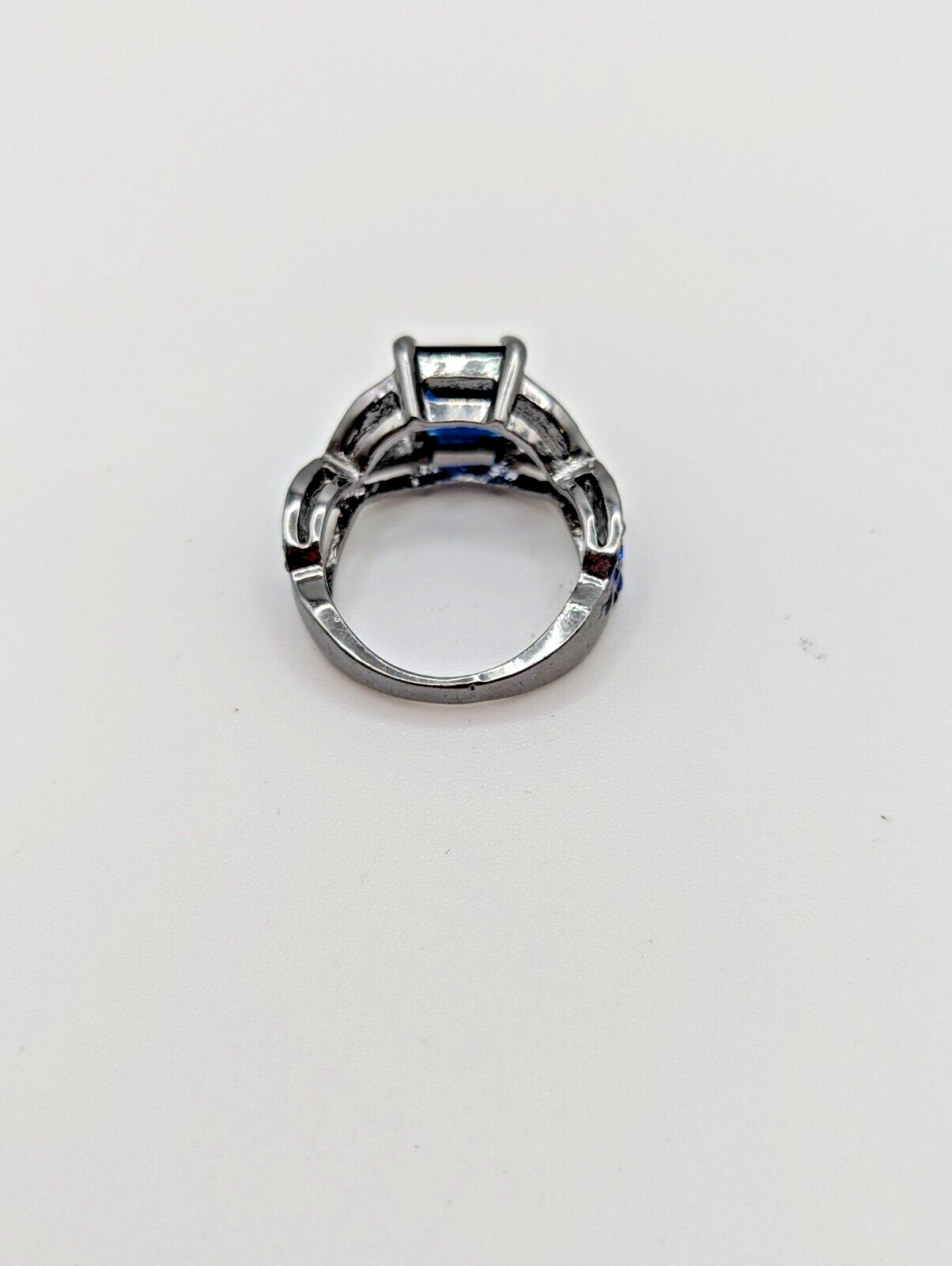 10KT Black Gold Filled Ring Blue Sapphire Simulated Engagement Wedding