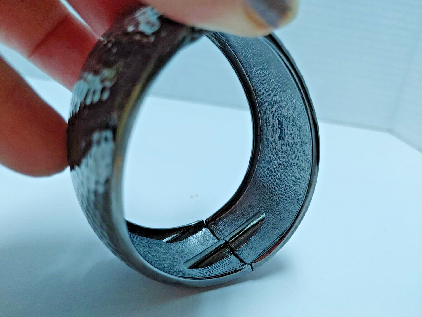 Gun Metal Hammered Cuff Bracelet Open Wide Boho Retro WOMEN Jewelry