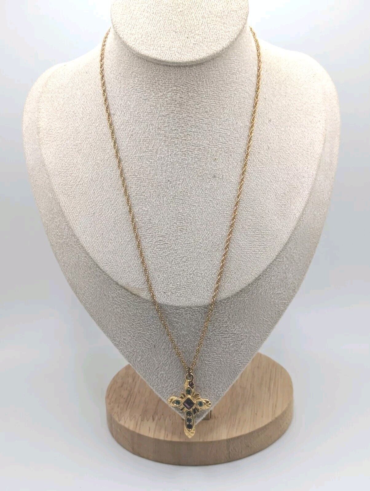 Dominique Premier Designs Necklace Gold-Tone Multi Gemmed Cross 18" Chain