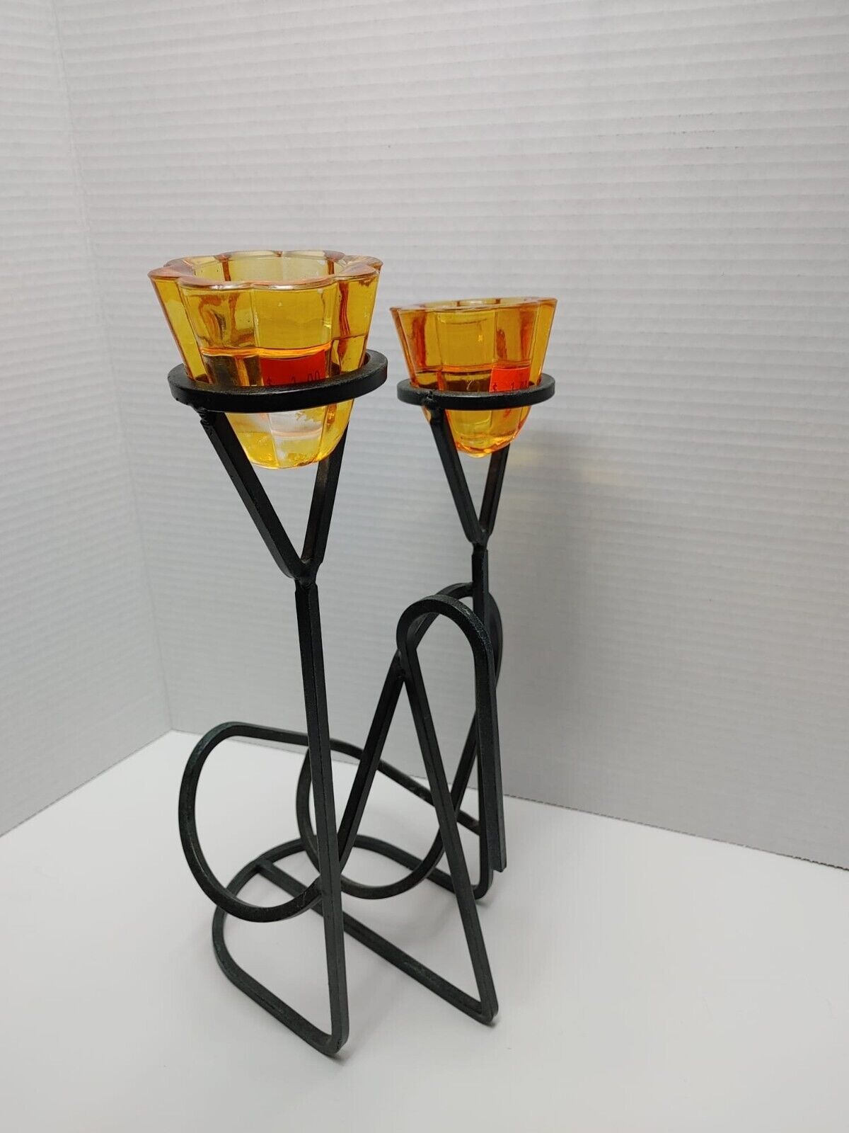 Mid Century Candle Wine Bottle Holder Homedecor Artistic Welded Steel Sculpture