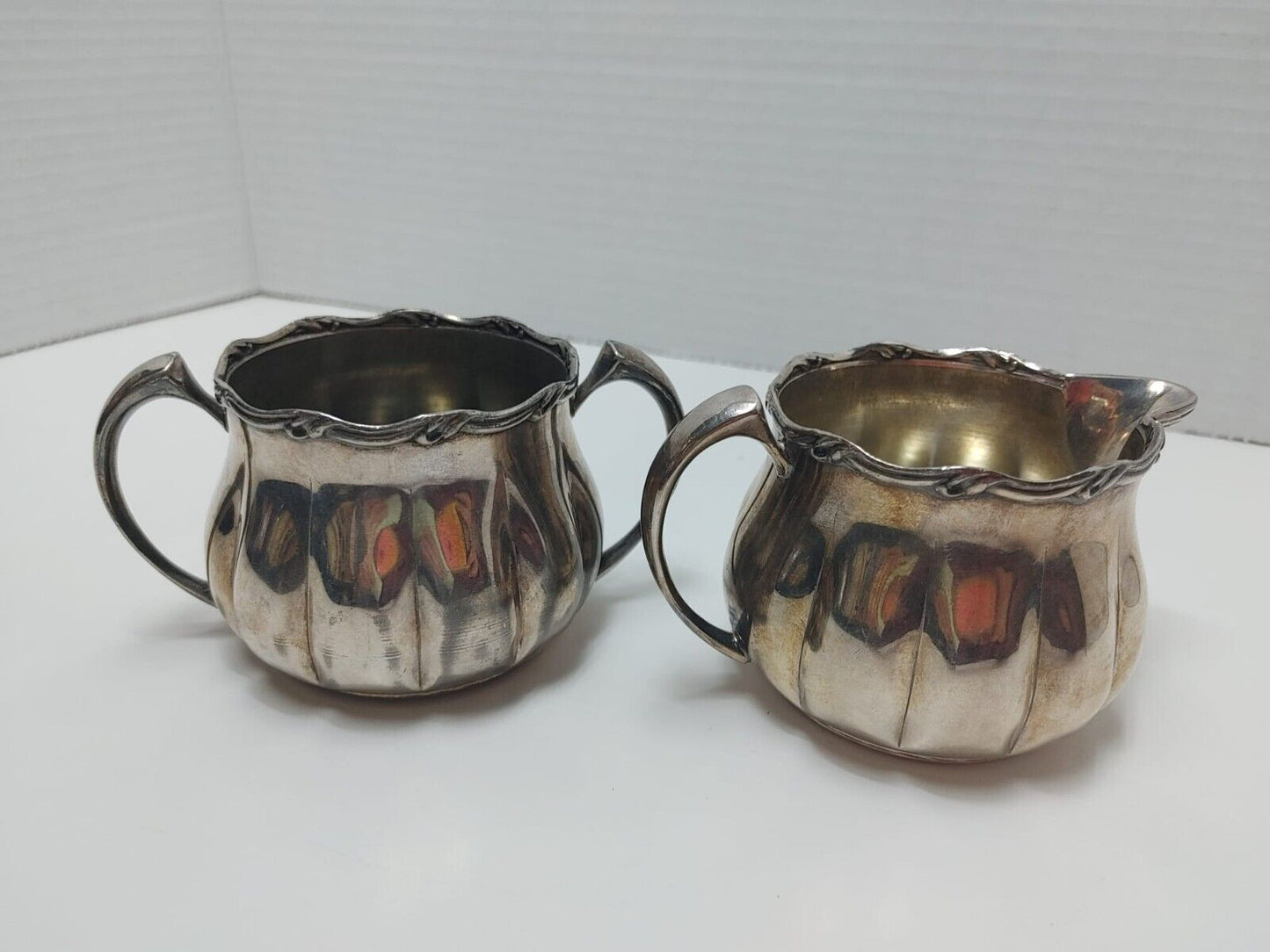Vintage Silverplate CREAMER & SUGAR BOWL S-P-B-M 546 Set Cream Wm A. Rogers