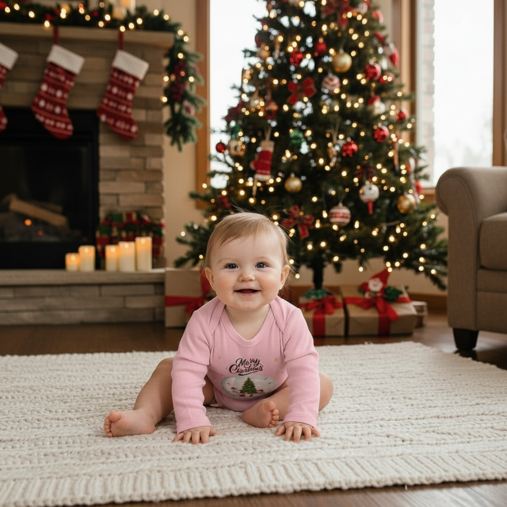 Merry Christmas Baby Snow Globe Infant Long Sleeve Bodysuit