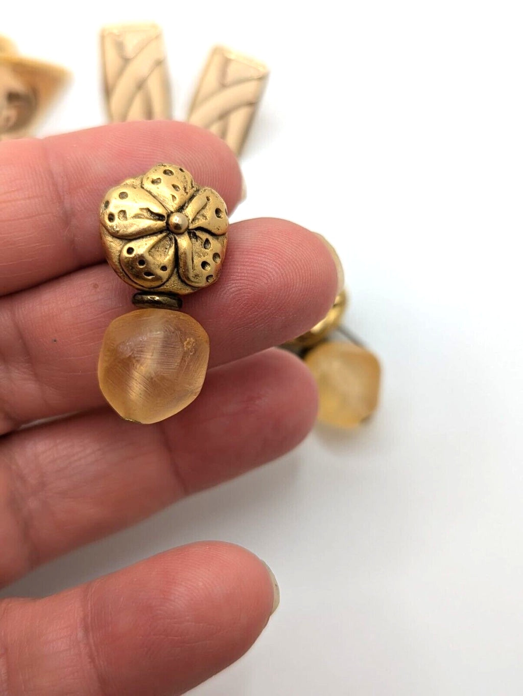 Vintage Earrings Stud Pierced Chunky Bold Statement Gold Tone Mix Lot of 7