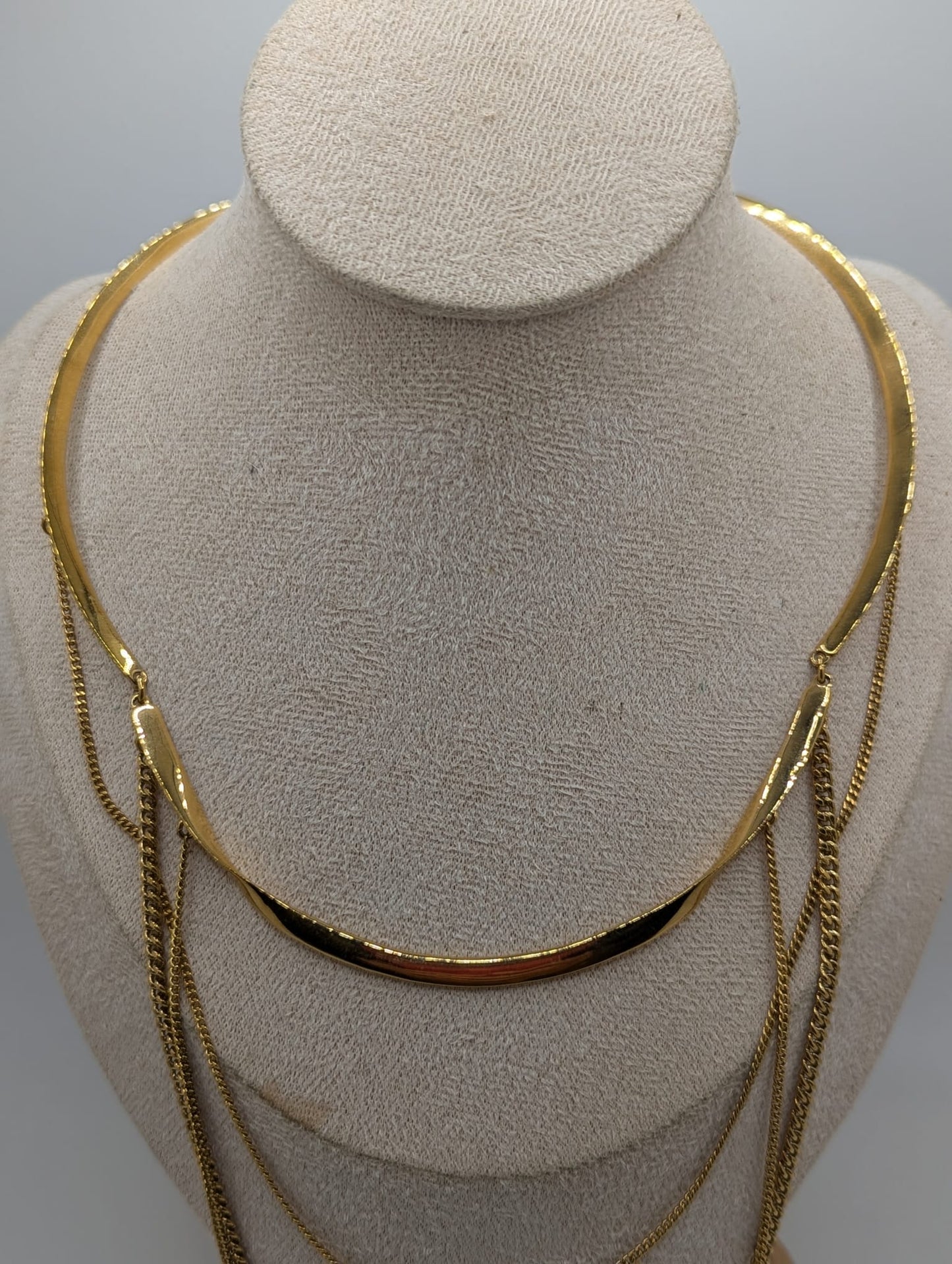 Stella and Dot Gold Tone Layering Statement Necklace Choker