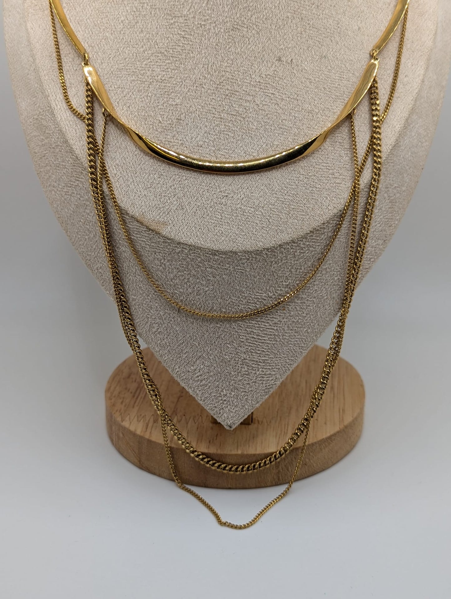 Stella and Dot Gold Tone Layering Statement Necklace Choker
