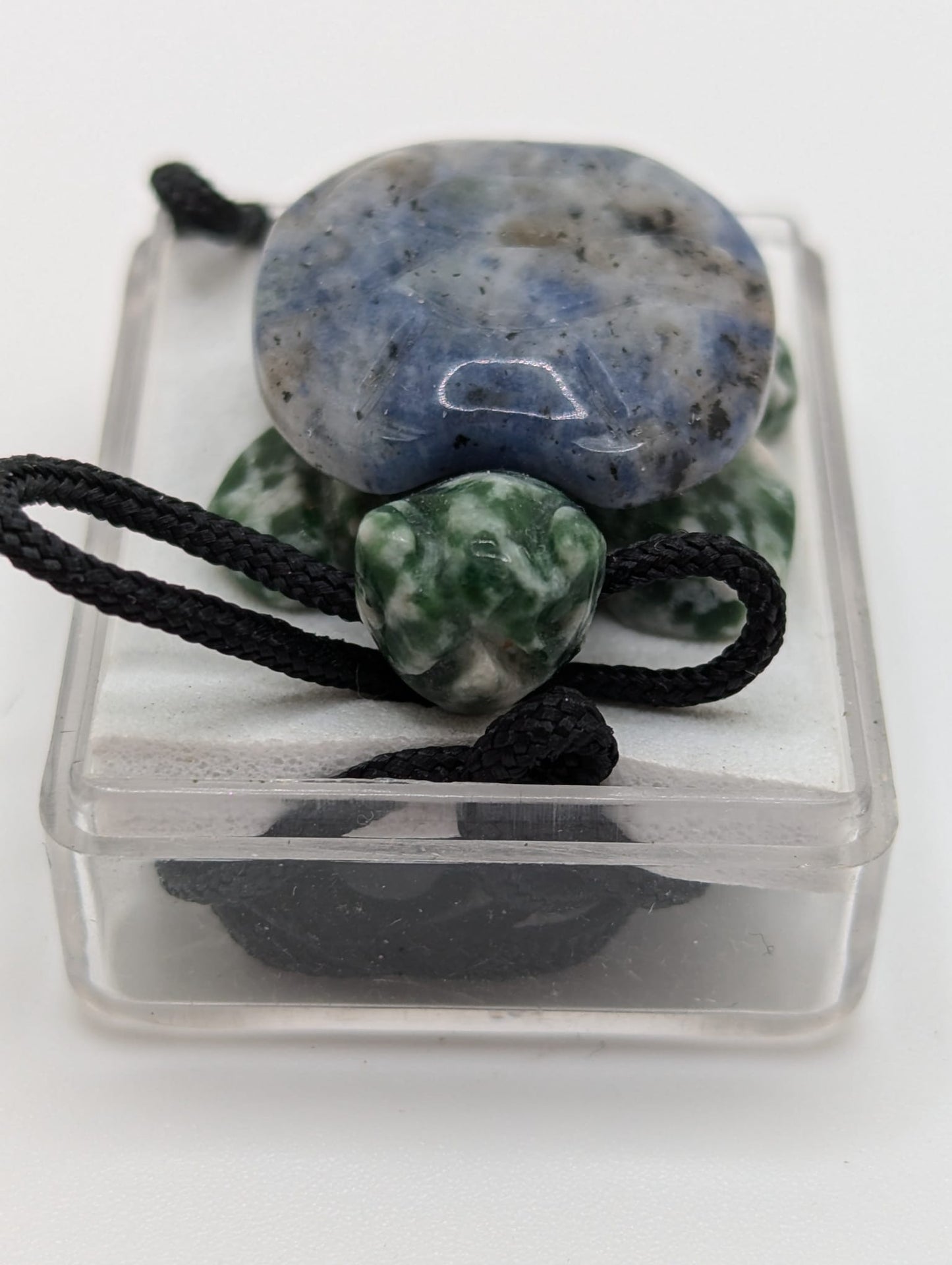 Blue Sodalite Green TURTLE tortoise GEM carving Pendant NECKLACE