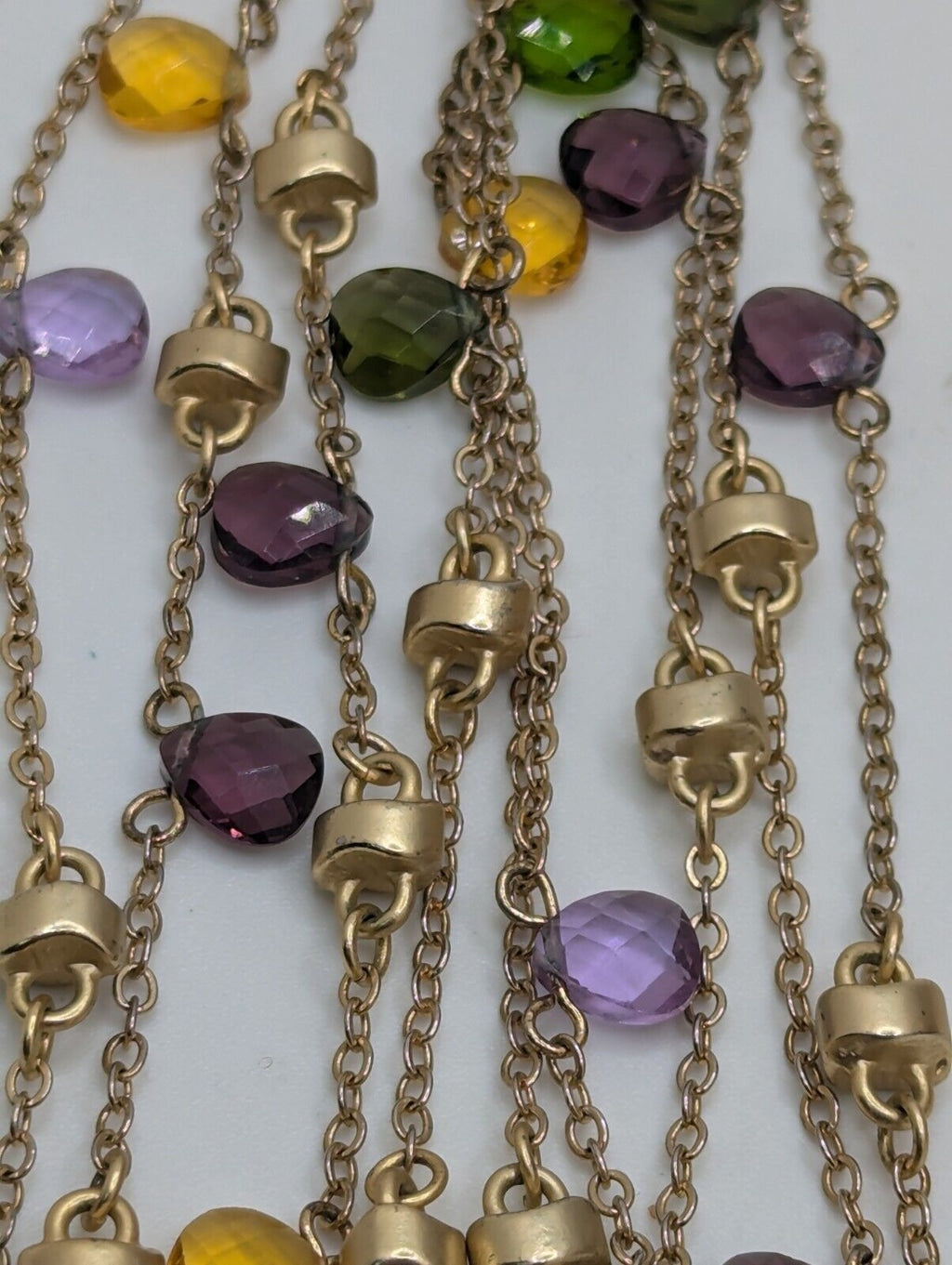 9 Strand Satin Gold Tone BRACELET With Multi Crystal MAGNETIC