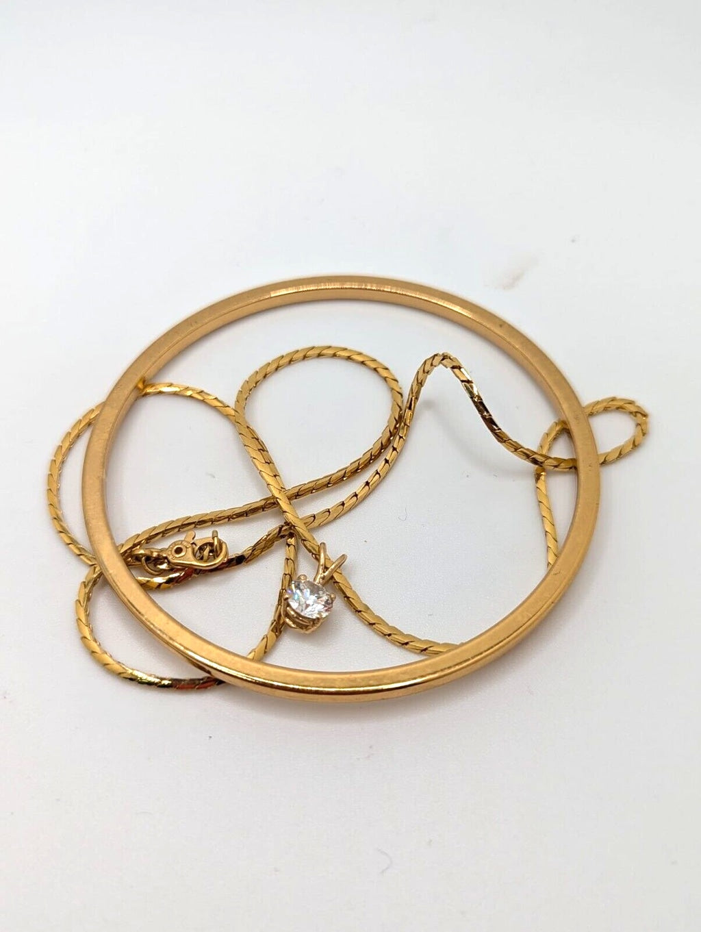 Monet Clear Crystal Rhinestone Pendant Chain Necklace Bracelet Set Gold Tone