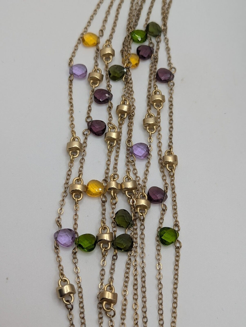 9 Strand Satin Gold Tone BRACELET With Multi Crystal MAGNETIC