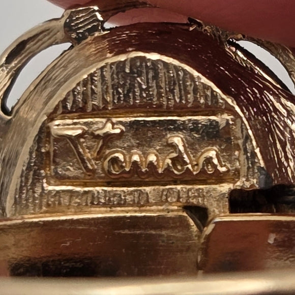 Vintage Vanda Cameo RING Perfume Adjustable Gold Plated Signed