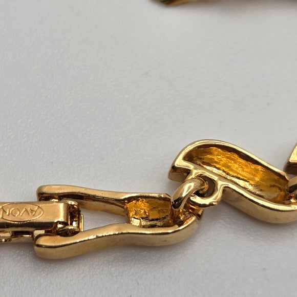 Vintage 1990s Avon Gold Tone Tennis Bracelet w/ Clear Rhinestones 7.5"