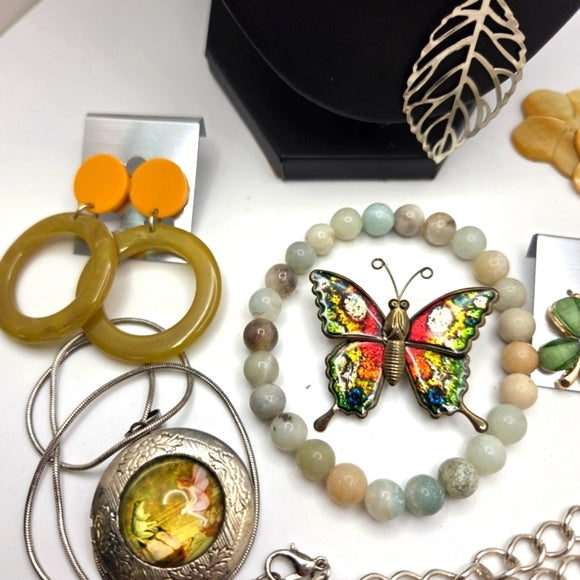 Vintage To New Jewelry Lot Necklaces Earrings Bracelet Brooch