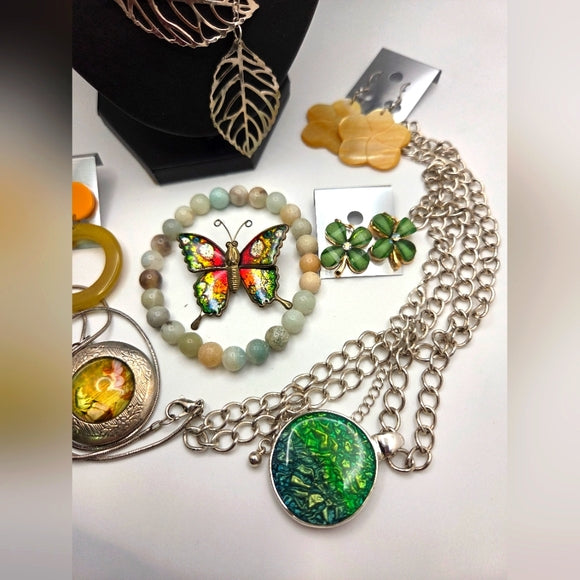 Vintage To New Jewelry Lot Necklaces Earrings Bracelet Brooch