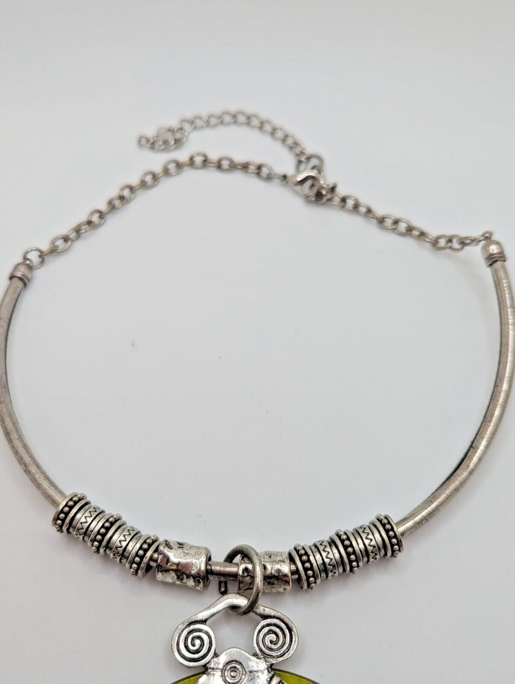 Vintage Metal acrylic Cuff Choker Necklace Ethnic Pattern 70’s Boho Hippie