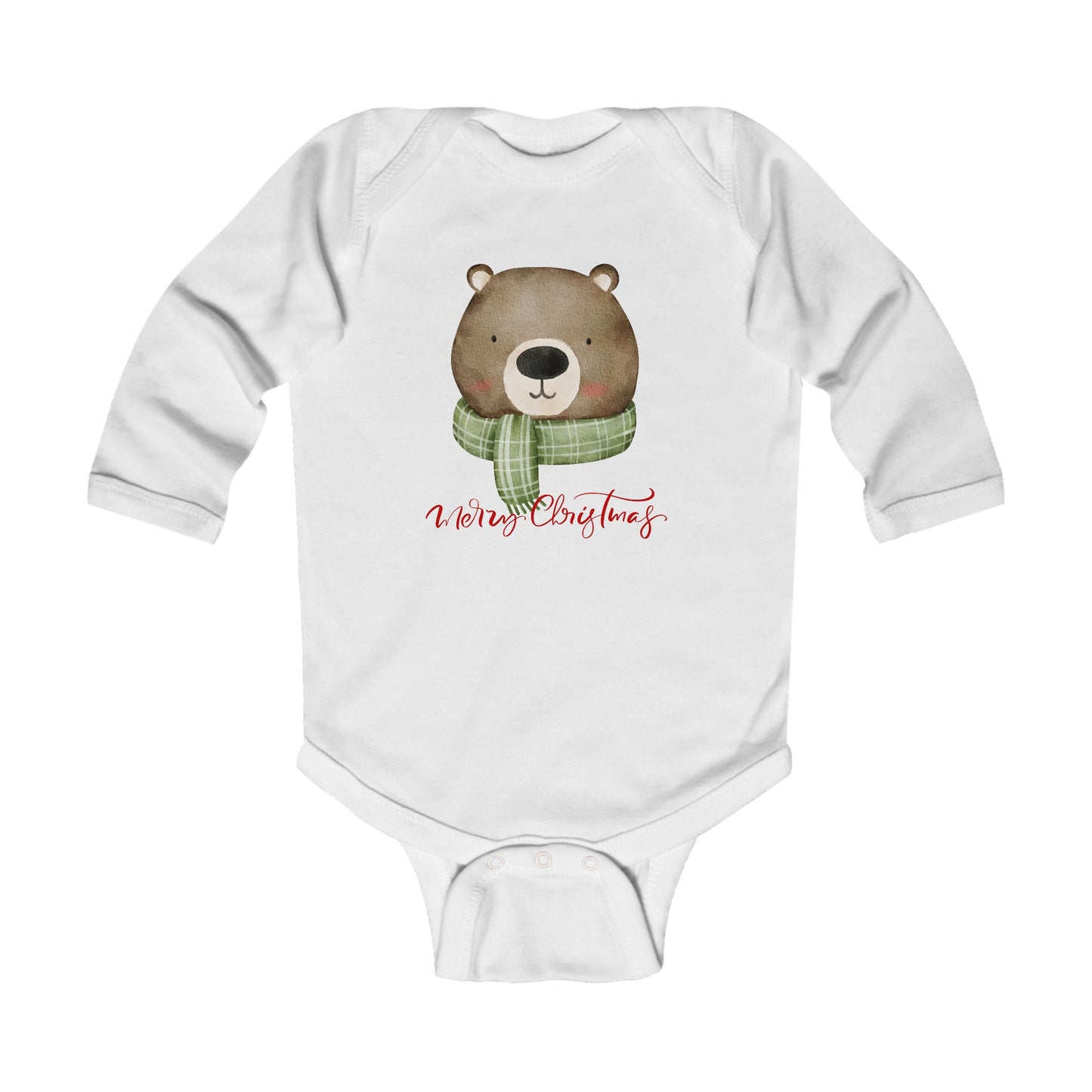 Baby Bear 'Merry Christmas' Long-Sleeve Bodysuit