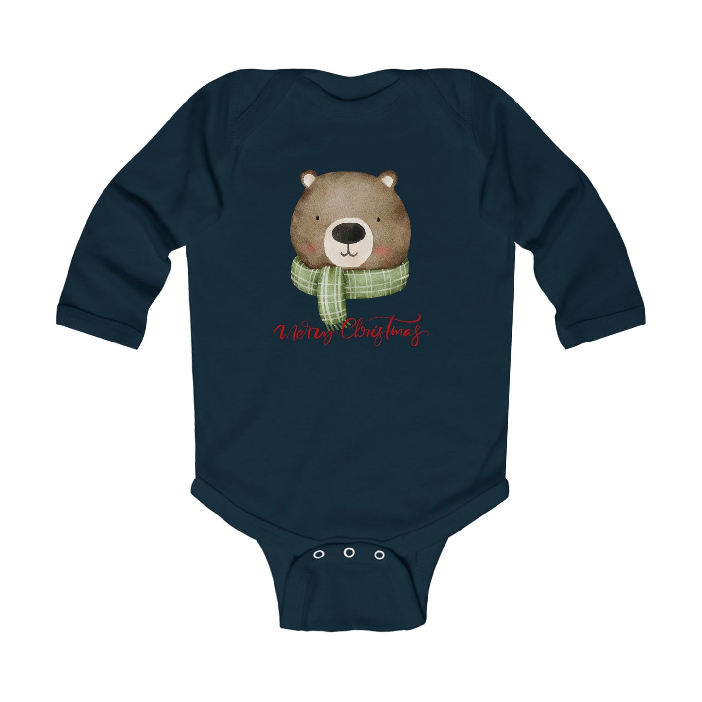 Baby Bear 'Merry Christmas' Long-Sleeve Bodysuit