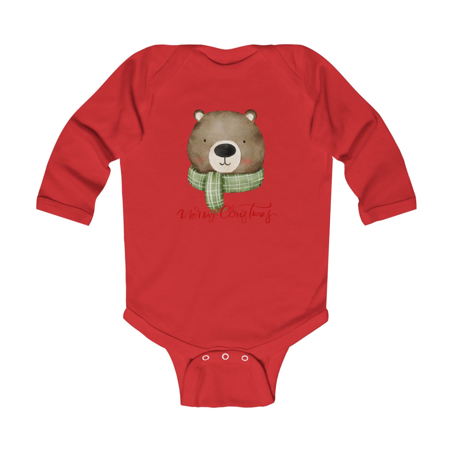 Baby Bear 'Merry Christmas' Long-Sleeve Bodysuit