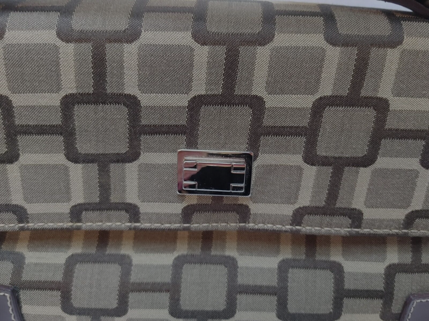 Vintage Nine West Shoulder Bag Geometric Pattern Beige Brown Medium/Small Purse