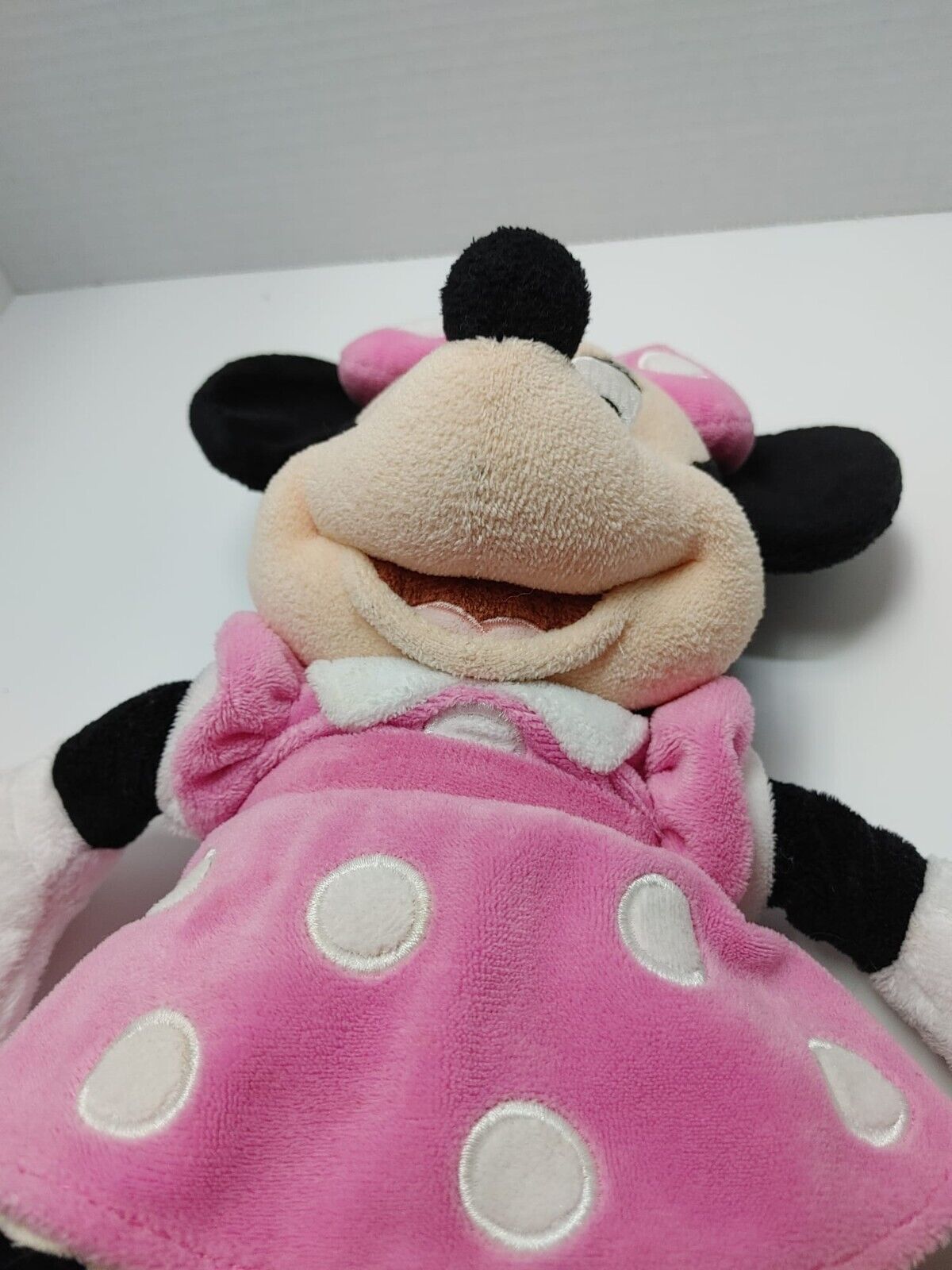 Disney Store Minnie Mouse Genuine Original Pink Polka Dots Dress 15in Plush