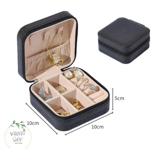 NEW Portable Jewelry Box Organizer Leather Brown Ornaments Case Travel Storage b