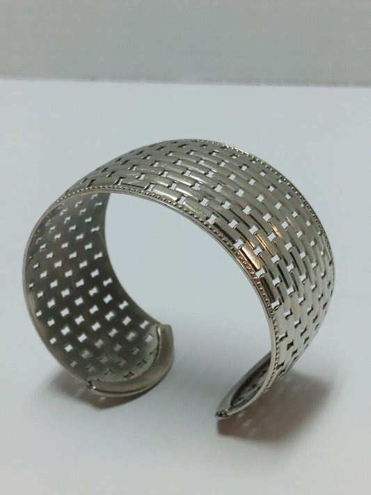 Silver Tone Adjustable Cuff Bracelet Silvertone Boho Retro WOMEN JEWELRY VTG