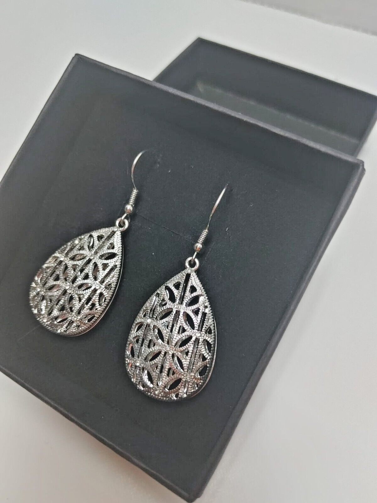 Sterling Silver Rhinestone Earrings Teardrop Dangle Bohemian women Jewelry