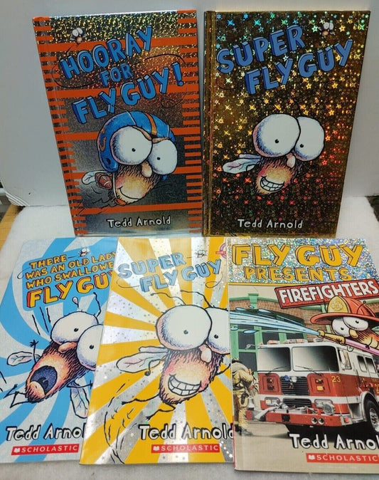 5 Lot - Fly Guy Kids Books - Children's Reading Set by Tedd Arnold, Educational