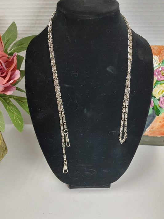 Vintage Pocket Watch Chain Extra Long 48" Silvertone stainless steel