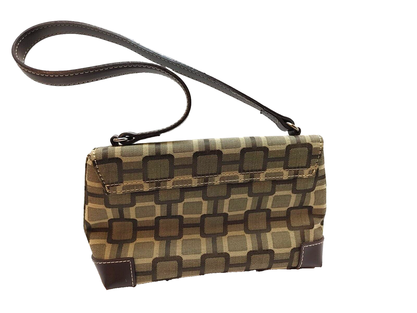 Vintage Nine West Shoulder Bag Geometric Pattern Beige Brown Medium/Small Purse