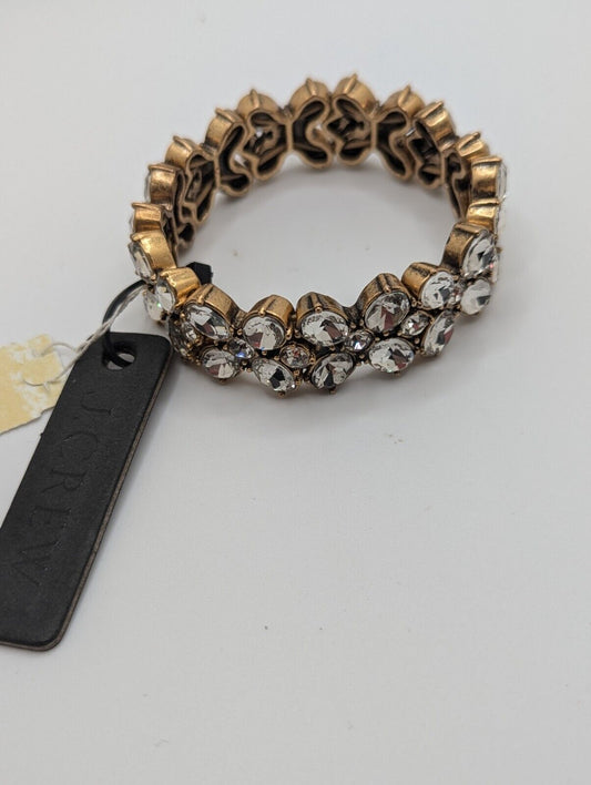 J. Crew Crystal Flowers Stretch Bracelet Gold Tone