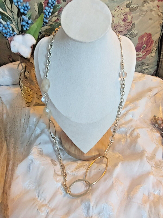 Vintage 30"  Gold Tone Multi-Style Chain Necklace Women Glass classic necklace