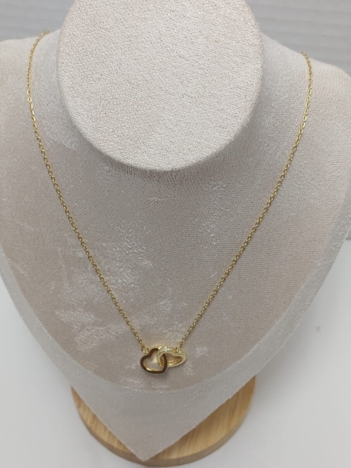 Interlocking Heart Pendant 14K Gold Plated Heart Shaped Chain AAA Zircon Wedding