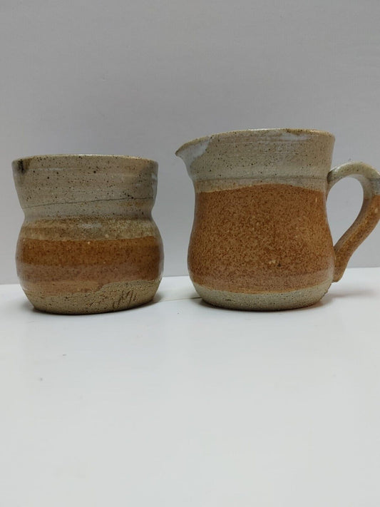 Vintage Jug and Cup Studio Pottery Stoneware Rustic Textured Earthy 1980-90s