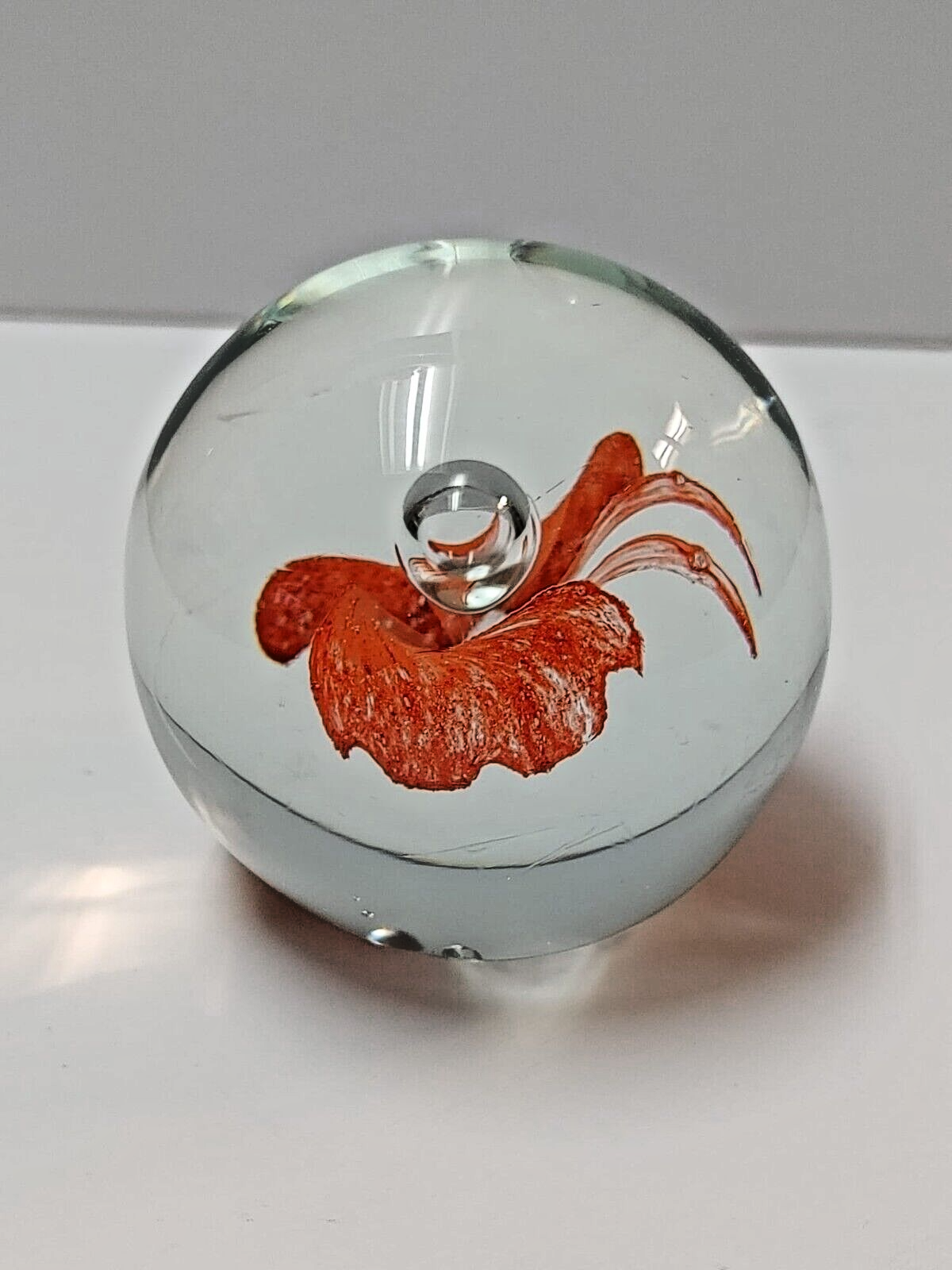 Vintage Red Butterfly Bubble Art Glass Handmade Paperweights - Read, Home Decor