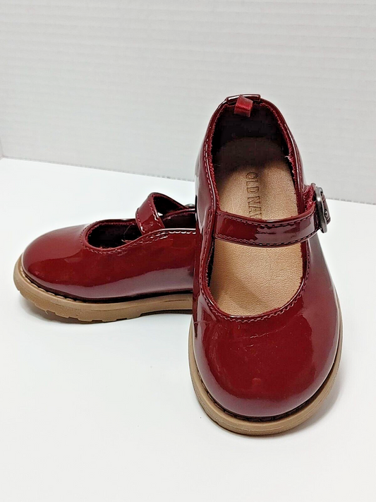 Toddler Girl Shoes Old Navy Burgundy Patent Leather Mary Janes sz 9