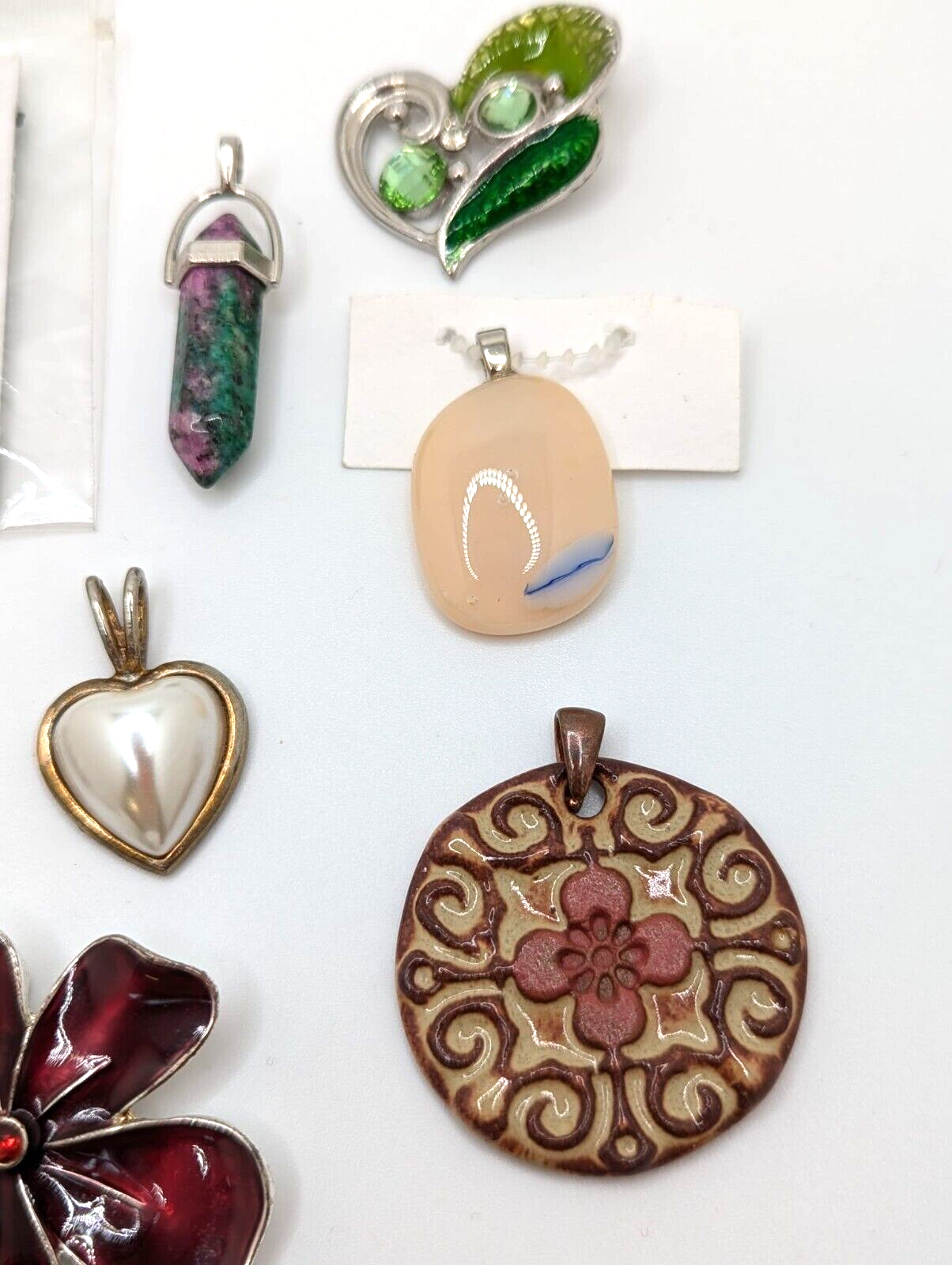 Lot of 18 Vintage To Modern Jewelry Pendants Stone Enamel Wood Metal Glass