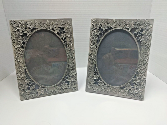 2 Floral Picture Frame FELMAR CANADA Fine Pewter ETAIN FIN 6X4"