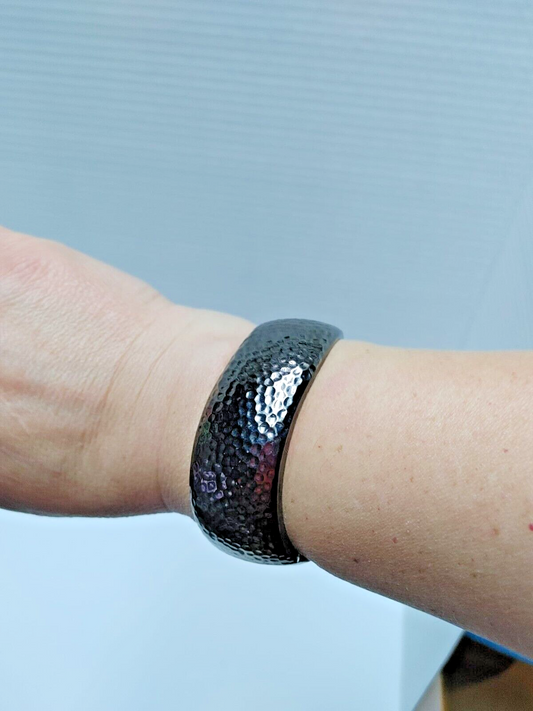 Gun Metal Hammered Cuff Bracelet Open Wide Boho Retro WOMEN Jewelry