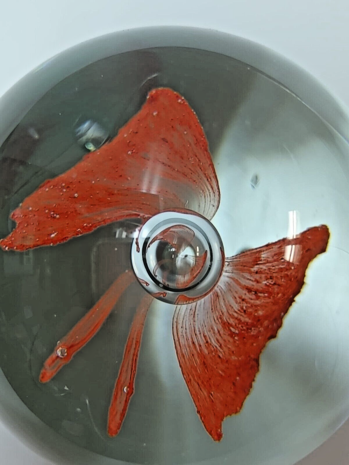 Vintage Red Butterfly Bubble Art Glass Handmade Paperweights - Read, Home Decor