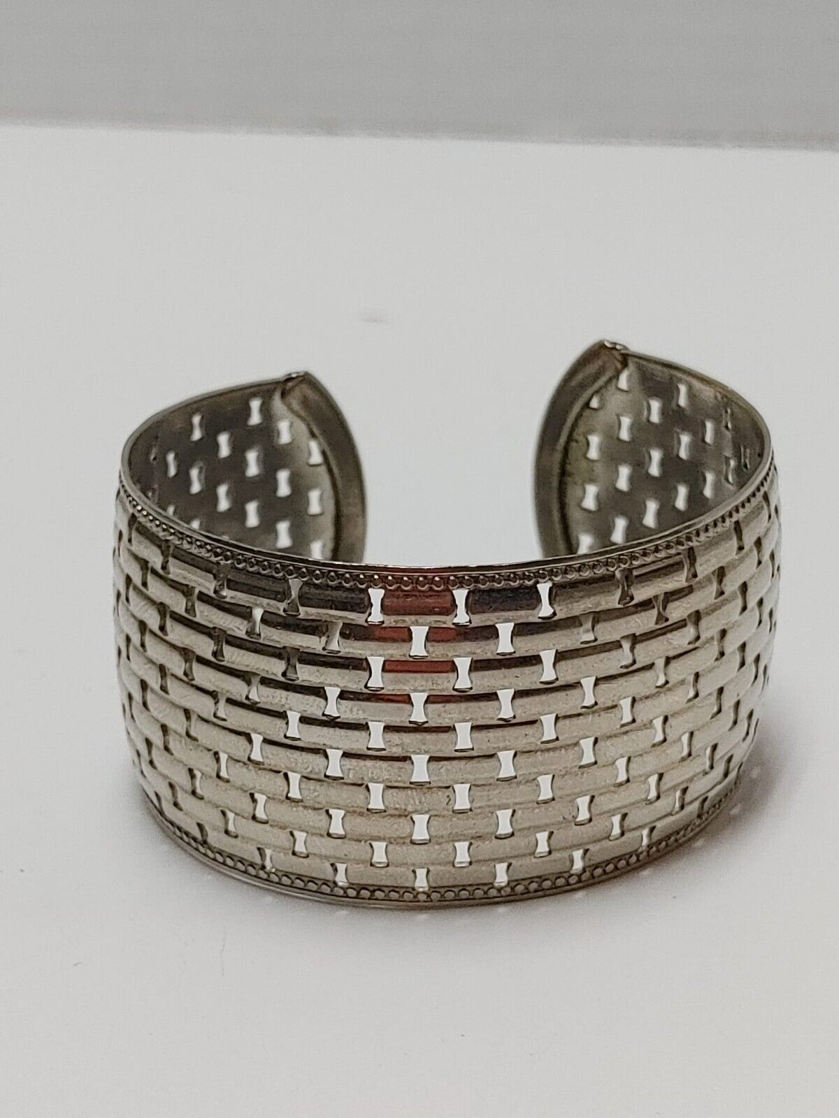 Silver Tone Adjustable Cuff Bracelet Silvertone Boho Retro WOMEN JEWELRY VTG