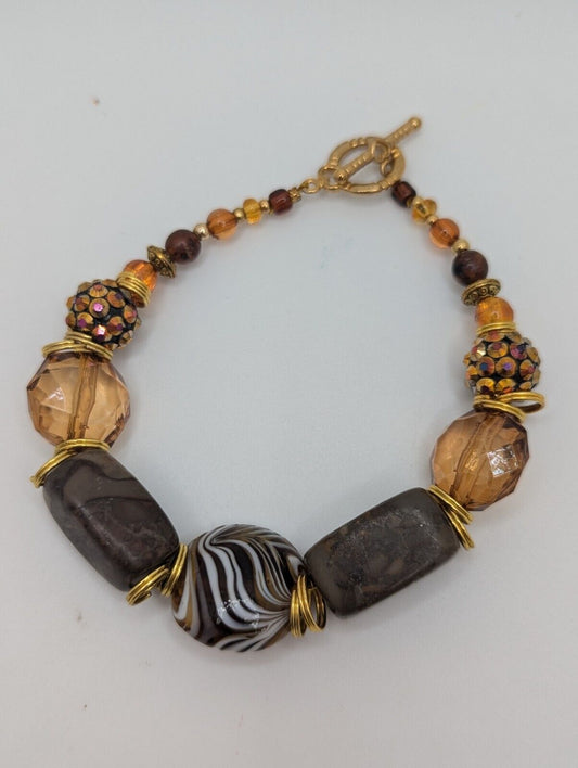 Art Glass Bracelet Drag Marble Swirl Facet Cut Beads 7