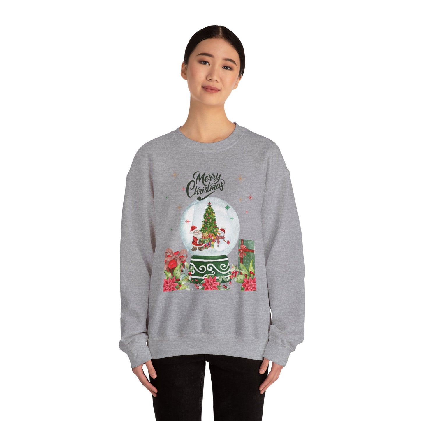 Christmas Snow Globe Sweatshirt — "Merry Christmas" Holiday Crewneck