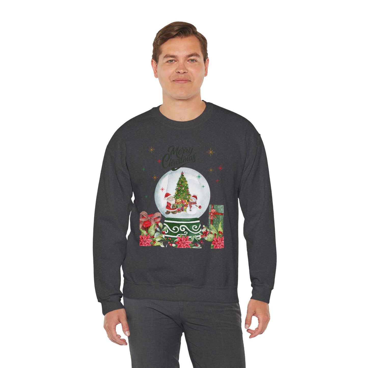 Christmas Snow Globe Sweatshirt — "Merry Christmas" Holiday Crewneck