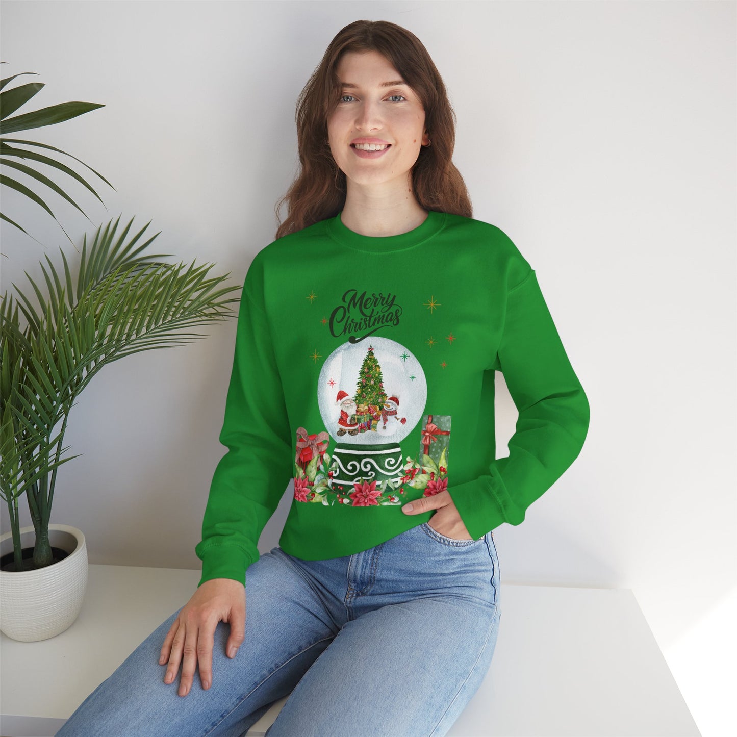 Christmas Snow Globe Sweatshirt — "Merry Christmas" Holiday Crewneck