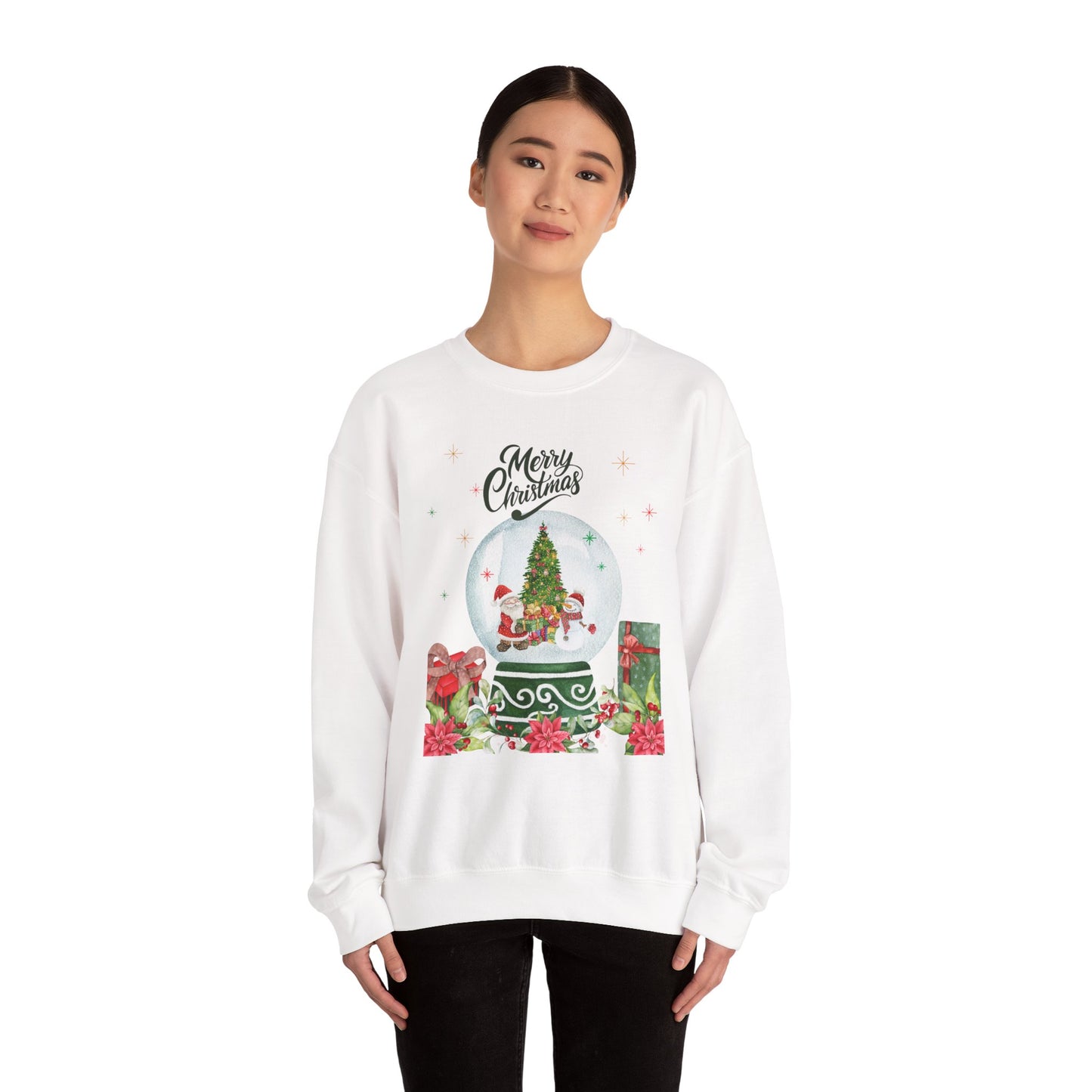 Christmas Snow Globe Sweatshirt — "Merry Christmas" Holiday Crewneck