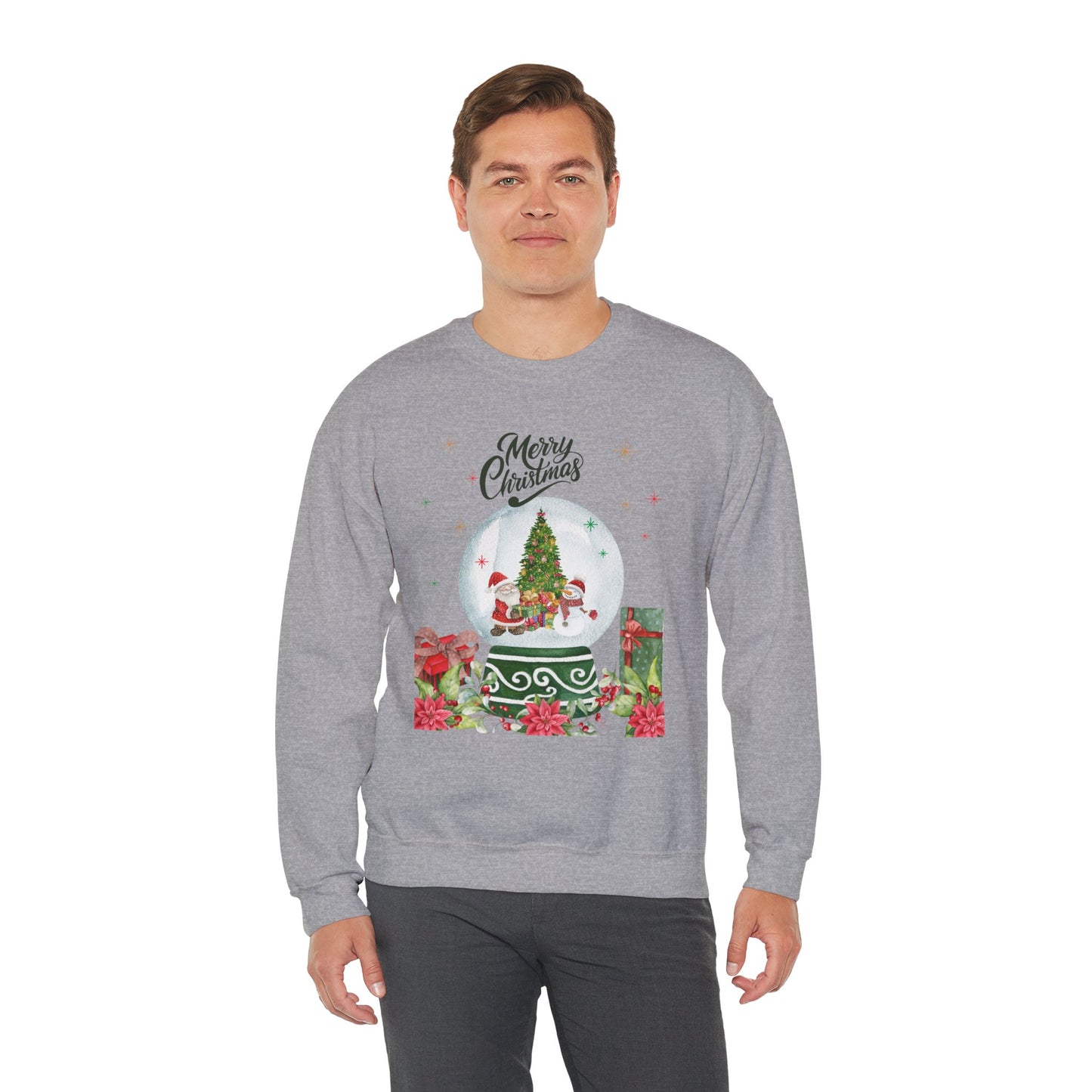 Christmas Snow Globe Sweatshirt — "Merry Christmas" Holiday Crewneck