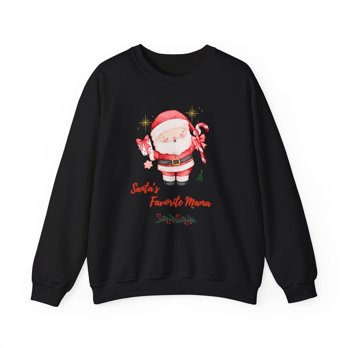 Santa's Favorite Mama Crewneck Sweatshirt — Cute Christmas Mom Pullover