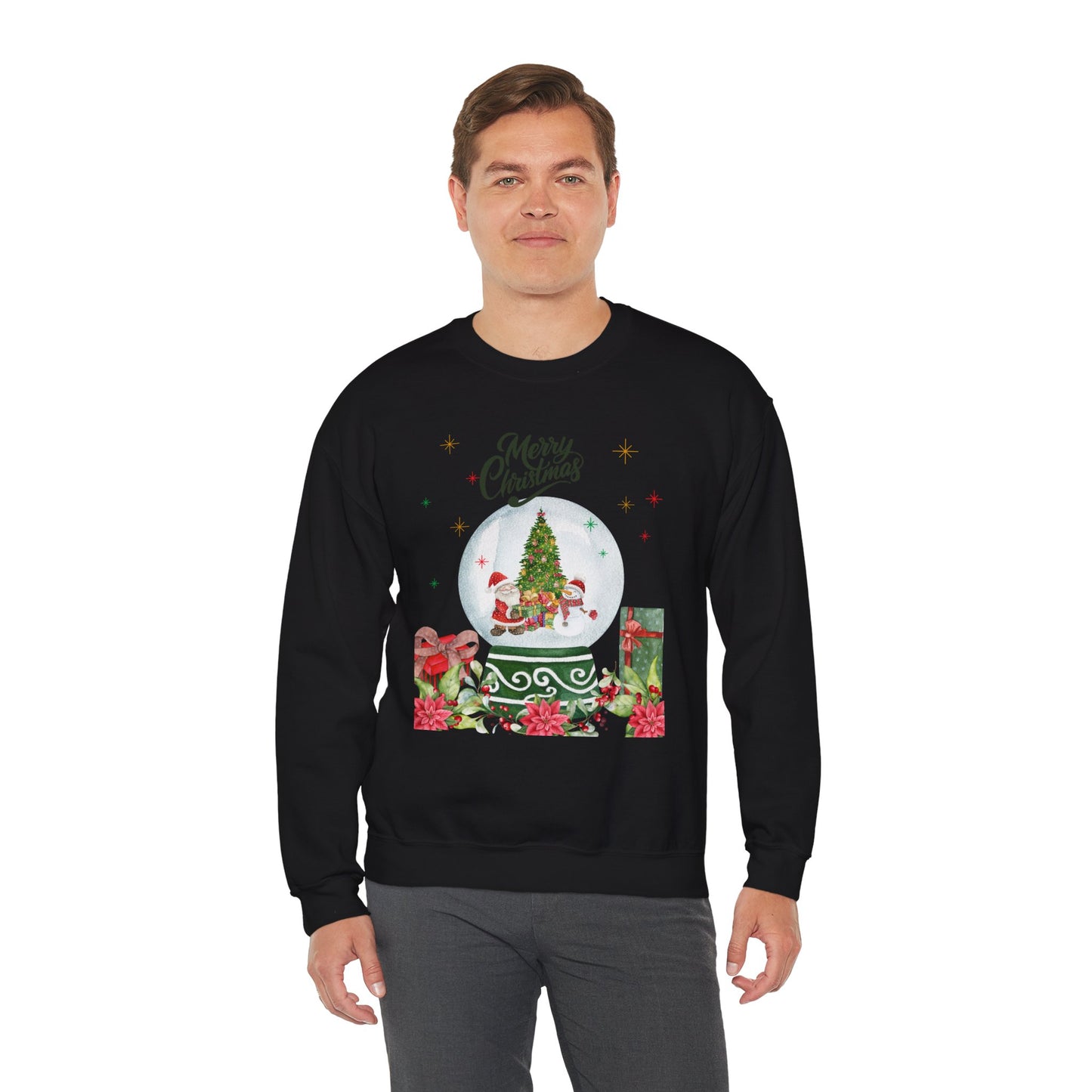 Christmas Snow Globe Sweatshirt — "Merry Christmas" Holiday Crewneck